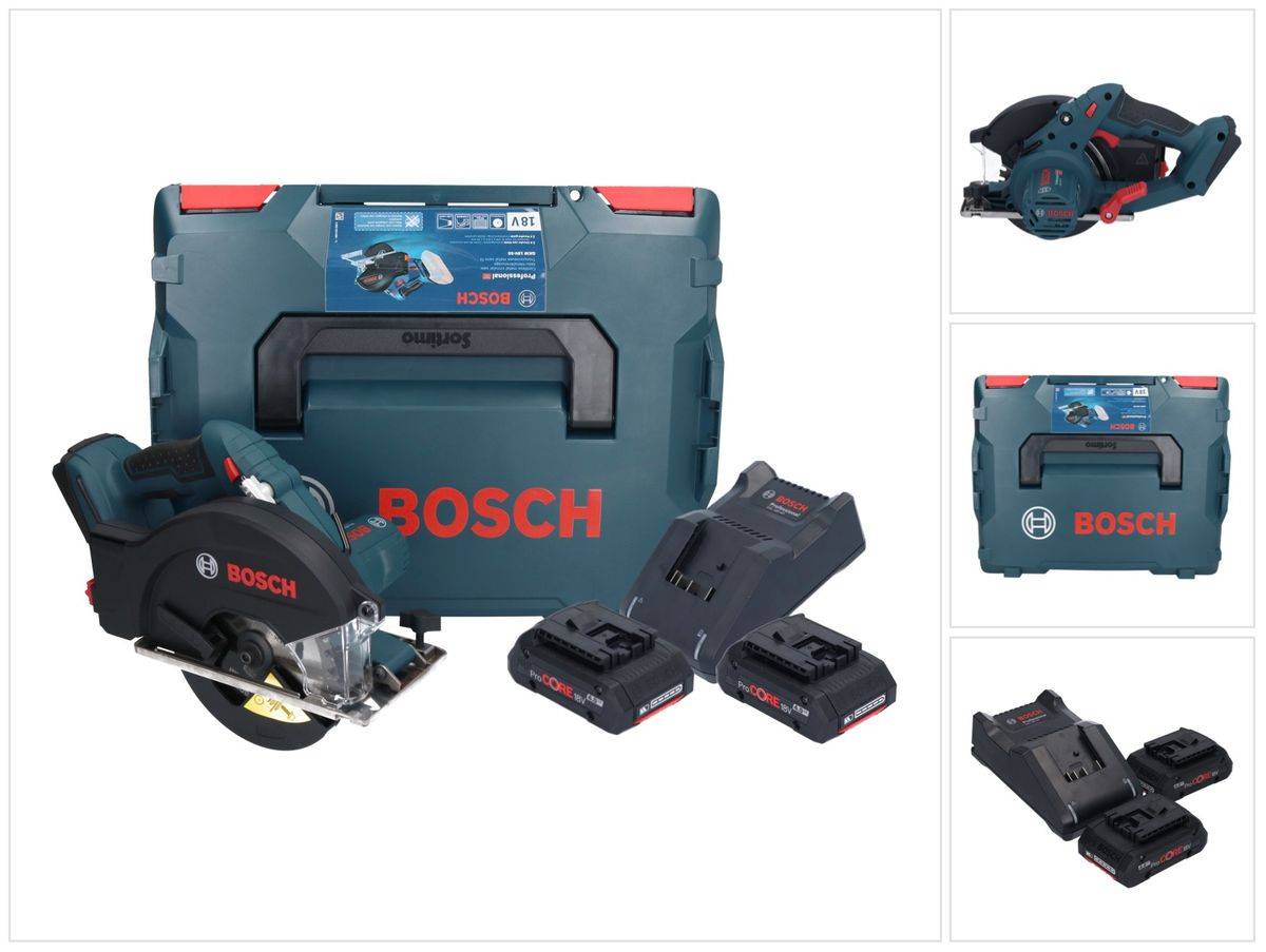 Bosch GKM 18V-50 Professional Akku Metall Handkreissäge 18 V 136 mm Brushless + 2x ProCORE Akku 4,0 Ah + Ladegerät + L-Boxx