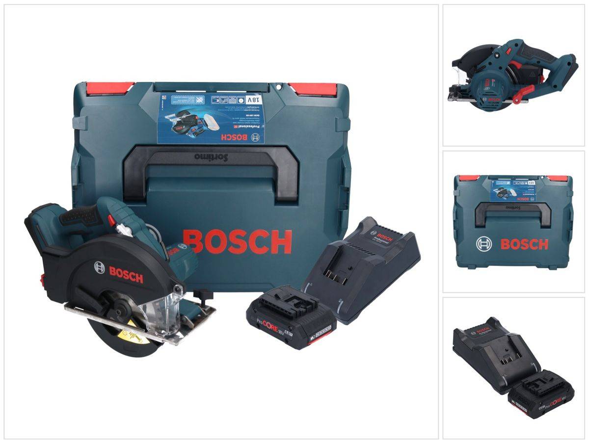 Bosch GKM 18V-50 Professional Akku Metall Handkreissäge 18 V 136 mm Brushless + 1x ProCORE Akku 4,0 Ah + Ladegerät + L-Boxx