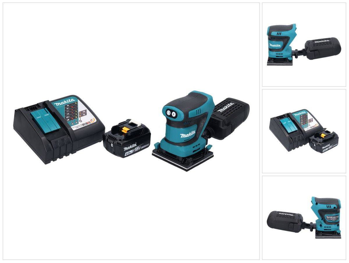 Makita DBO 480 RM1 Akku Schwingschleifer 18 V 112 x 102 mm + 1x Akku 4,0 Ah + Ladegerät