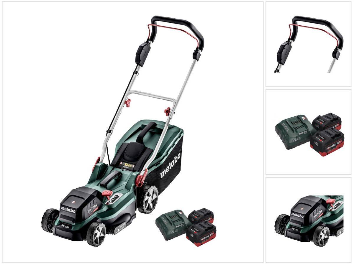 Metabo RM 36-18 LTX BL 36 Akku Rasenmäher 36 V ( 2x 18 V ) LTX Brushless + 2x Akku 5,5 Ah + Ladegerät