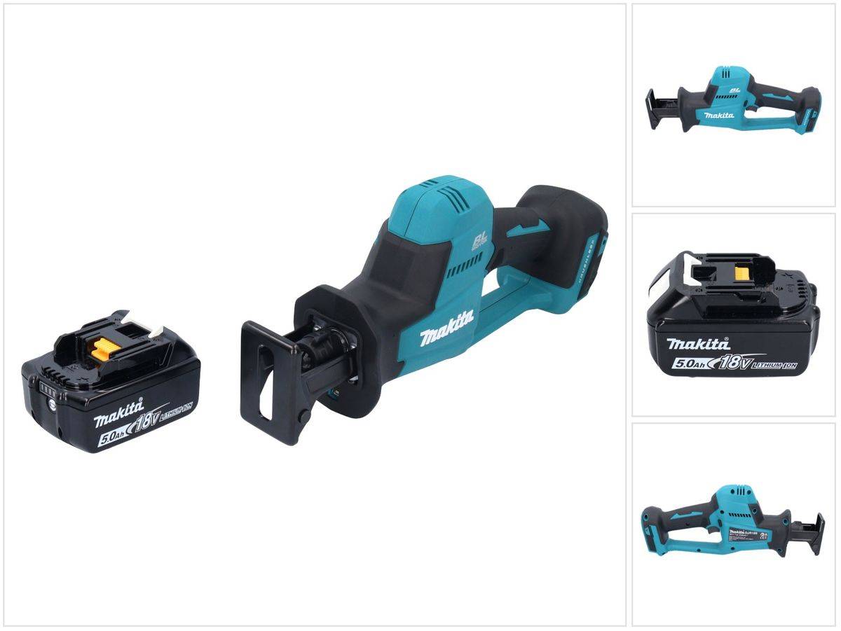 Makita DJR 189 T1 Akku Reciprosäge Säbelsäge 18 V Brushless + 1x Akku 5,0 Ah - ohne Ladegerät