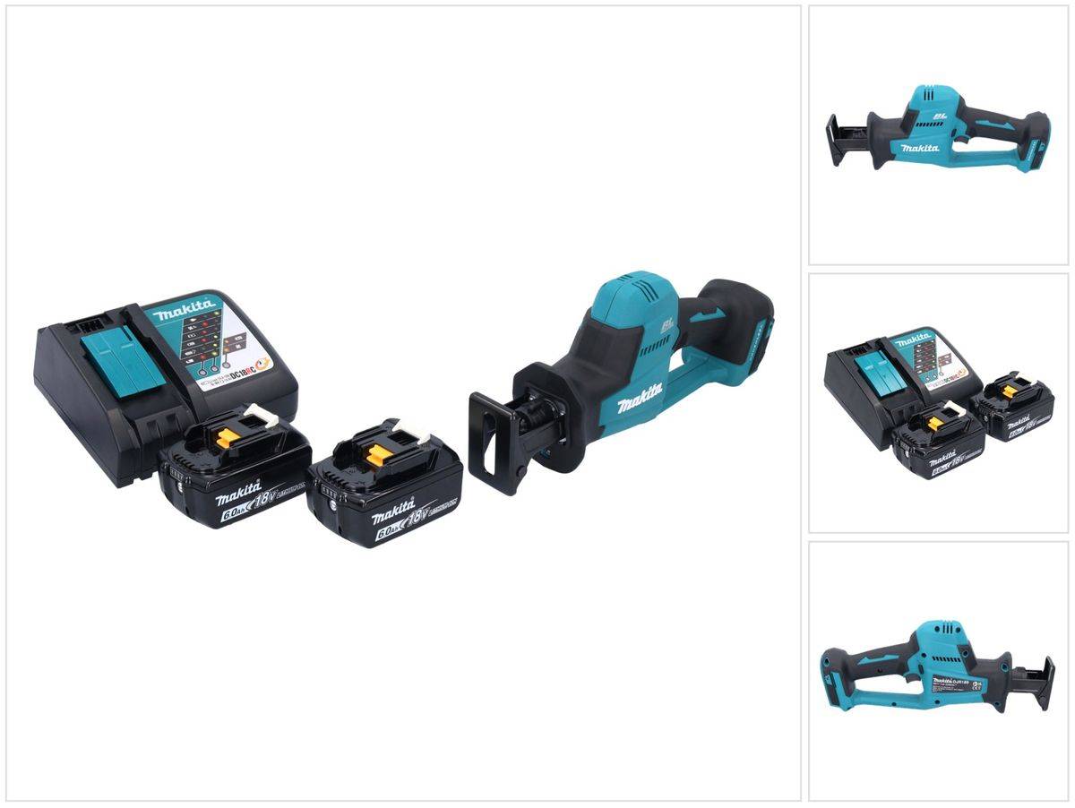 Makita DJR 189 RG Akku Reciprosäge Säbelsäge 18 V Brushless + 2x Akku 6,0 Ah + Ladegerät