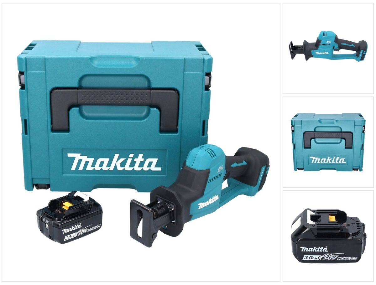 Makita DJR 189 F1J Akku Reciprosäge Säbelsäge 18 V Brushless + 1x Akku 3,0 Ah + Makpac - ohne Ladegerät