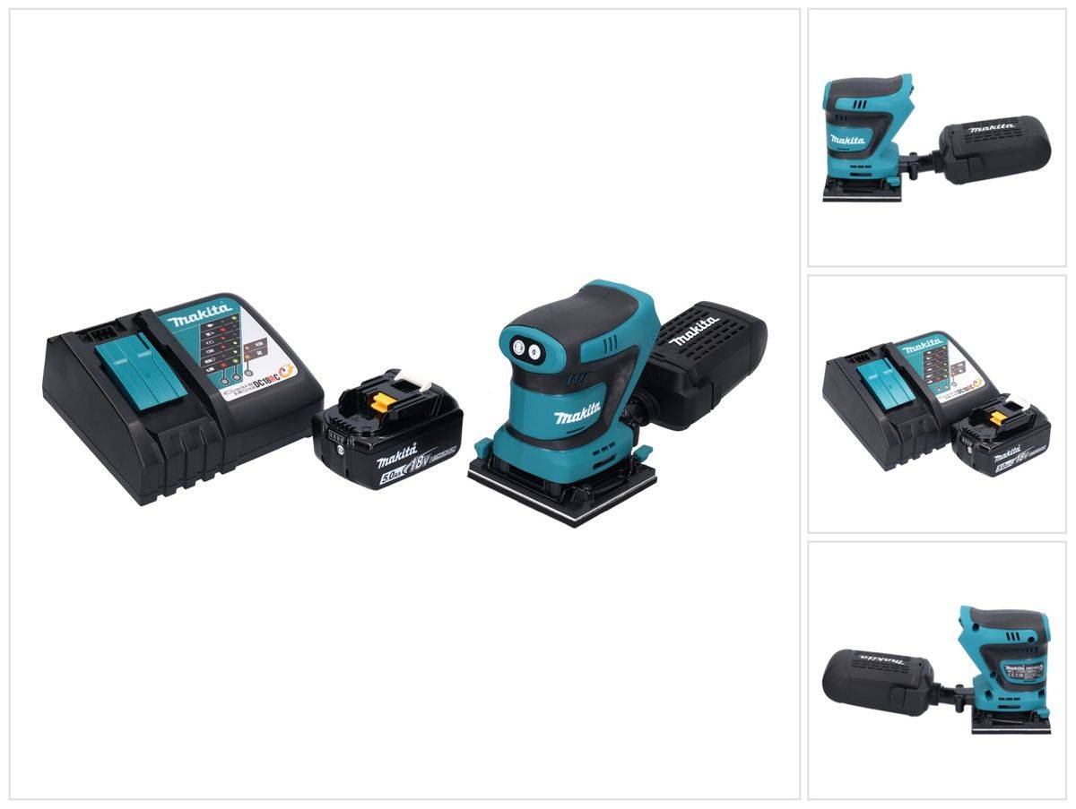Makita DBO 480 RT1 Akku Schwingschleifer 18 V 112 x 102 mm + 1x Akku 5,0 Ah + Ladegerät