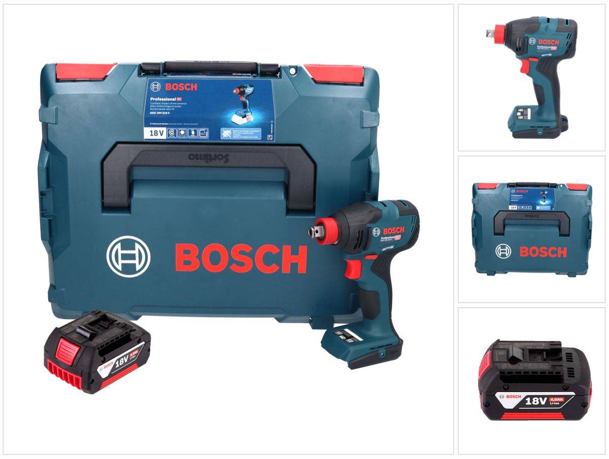 Bosch GDX 18V-210 C Professional Akku Drehschlagschrauber 18 V 210 Nm Brushless + 1x Akku 4,0 Ah + Connectivity Modul + L-Boxx - ohne Ladegerät