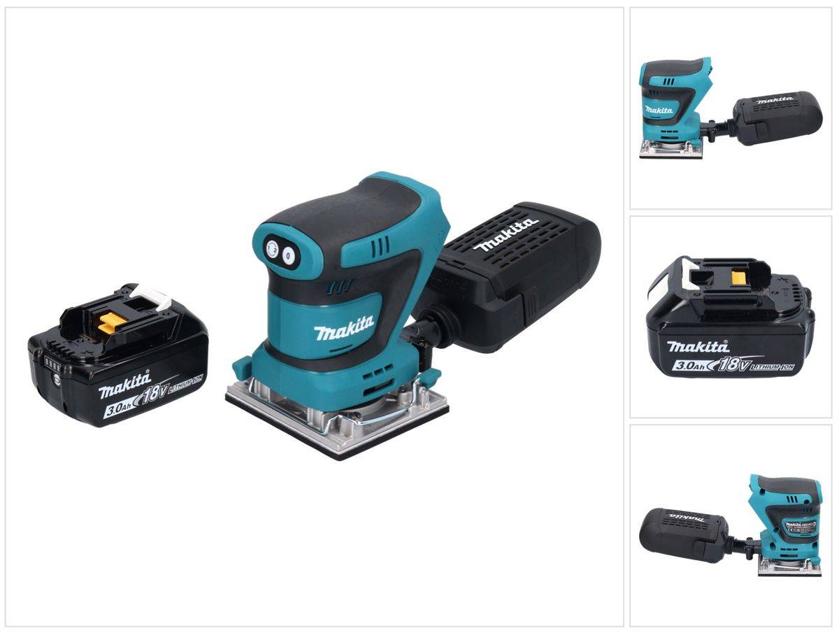 Makita DBO 482 F1 Akku Schwingschleifer 18 V 112 x 102 mm + 1x Akku 3,0 Ah - ohne Ladegerät