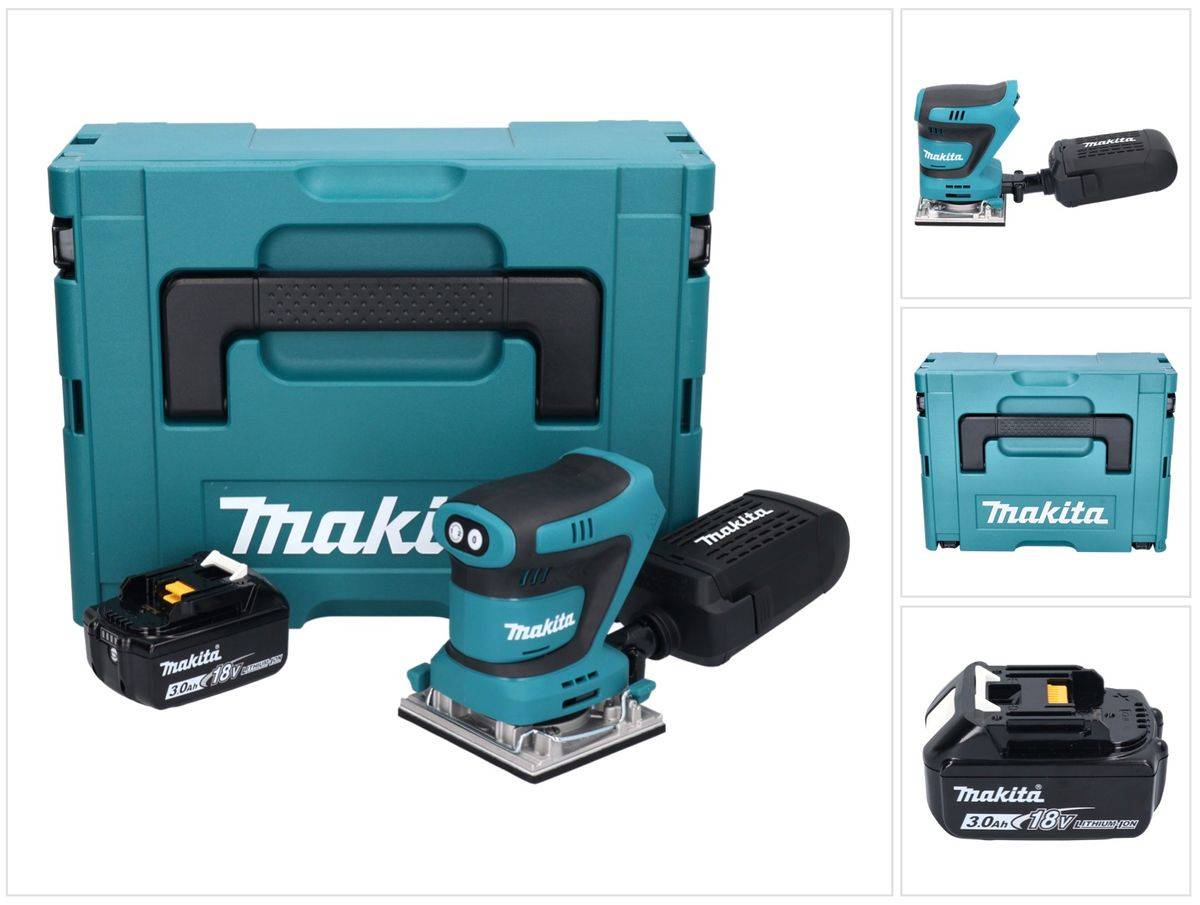 Makita DBO 482 F1J Akku Schwingschleifer 18 V 112 x 102 mm + 1x Akku 3,0 Ah + Makpac - ohne Ladegerät