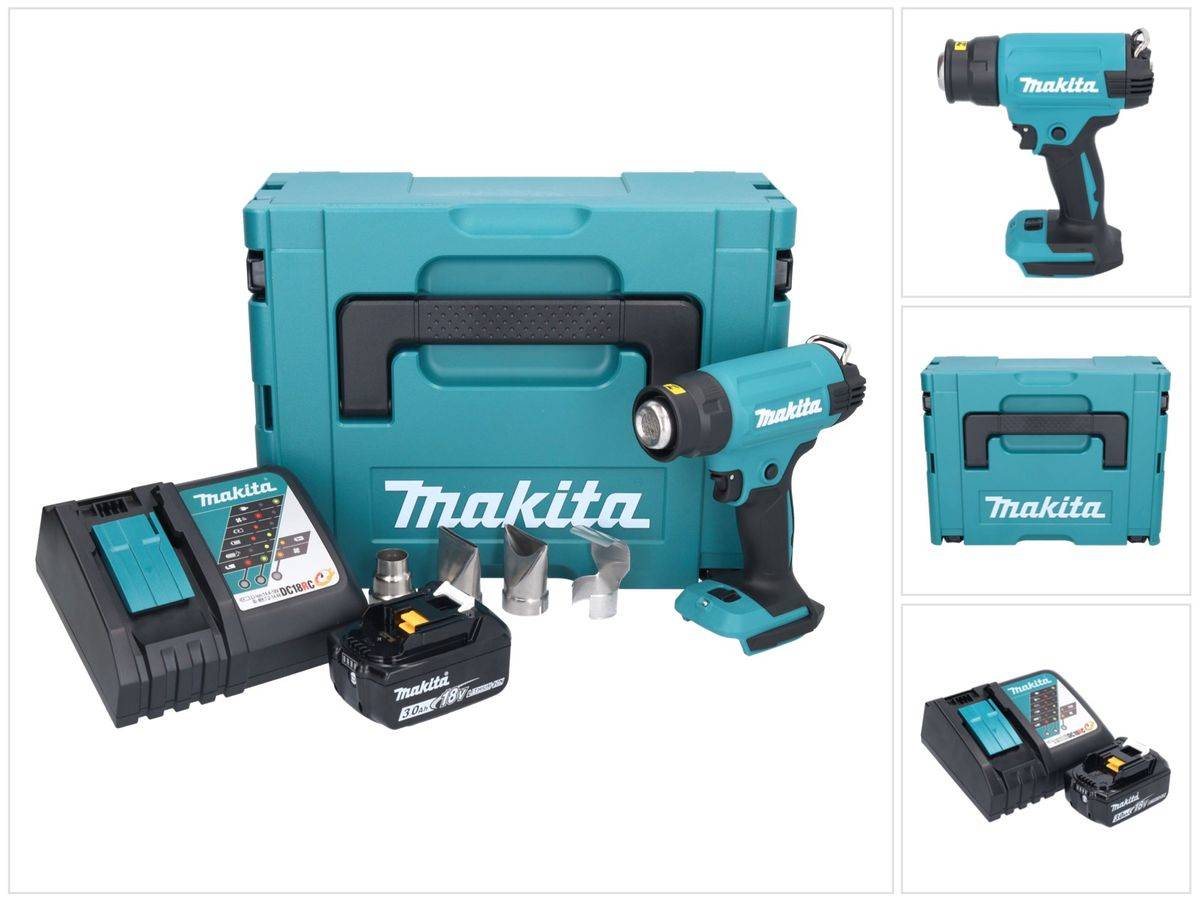 Makita DHG 181 RF1J Akku Heißluftgebläse 18 V 150 - 550°C + 1x Akku 3,0 Ah + Ladegerät + Makpac