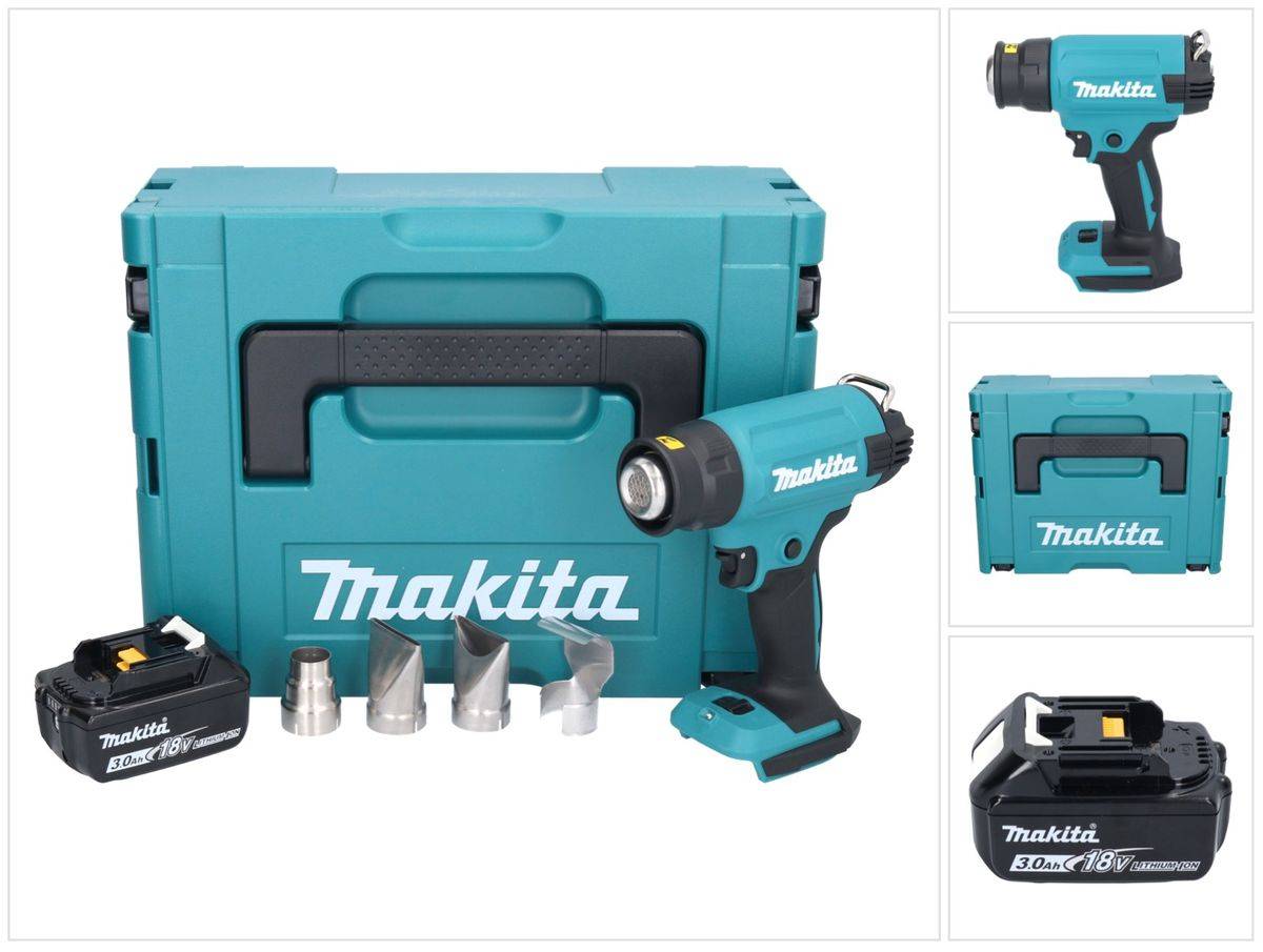 Makita DHG 181 F1J Akku Heißluftgebläse 18 V 150 - 550°C + 1x Akku 3,0 Ah + Makpac - ohne Ladegerät