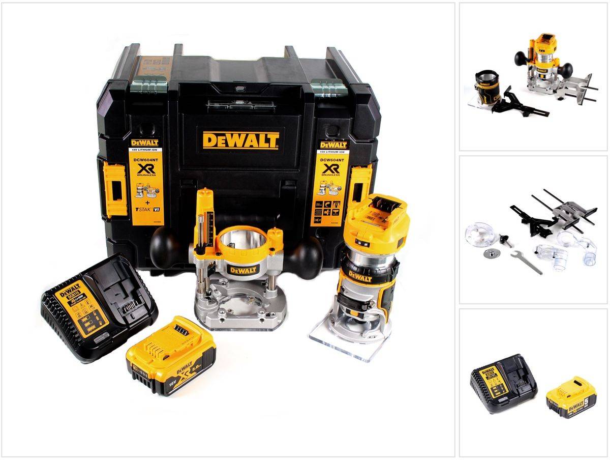 DeWalt DCW 604 P1 Akku Kombifräse 18V 55mm + 1x Akku 5,0Ah + Ladegerät + TSTAK
