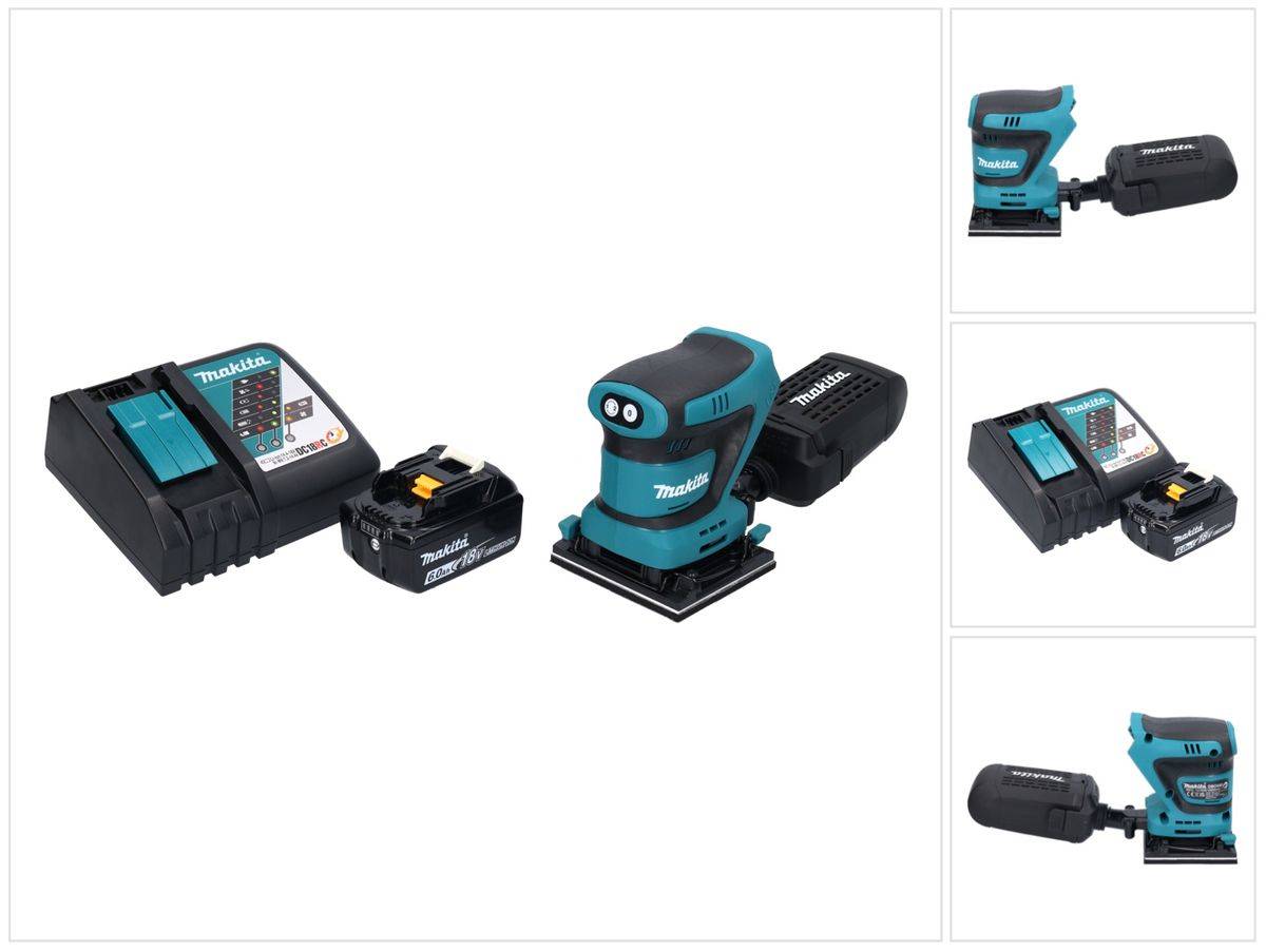 Makita DBO 480 RG1 Akku Schwingschleifer 18 V 112 x 102 mm + 1x Akku 6,0 Ah + Ladegerät