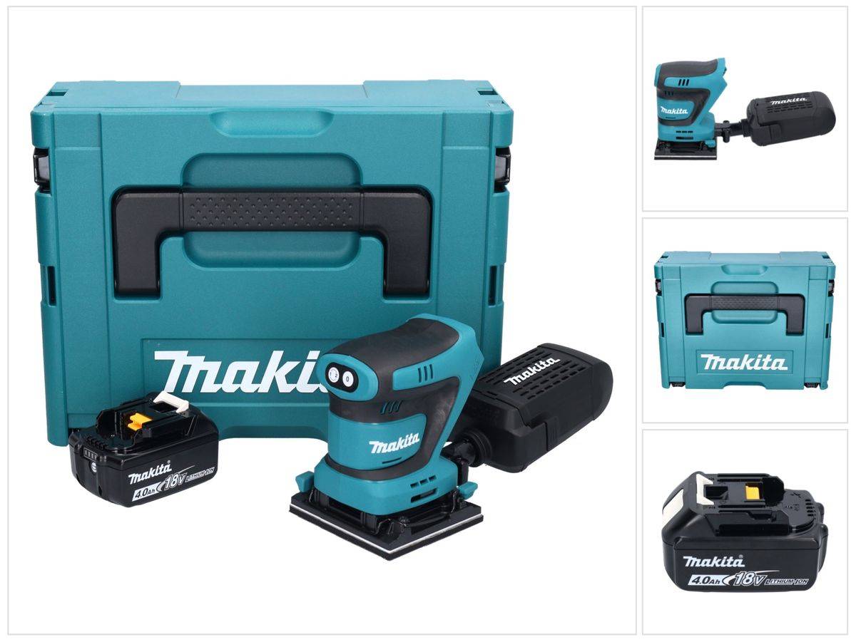Makita DBO 480 M1J Akku Schwingschleifer 18 V 112 x 102 mm + 1x Akku 4,0 Ah + Makpac - ohne Ladegerät