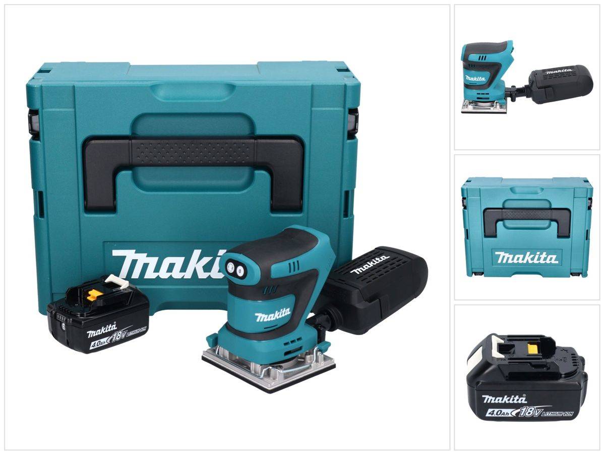 Makita DBO 482 M1J Akku Schwingschleifer 18 V 112 x 102 mm + 1x Akku 4,0 Ah + Makpac - ohne Ladegerät