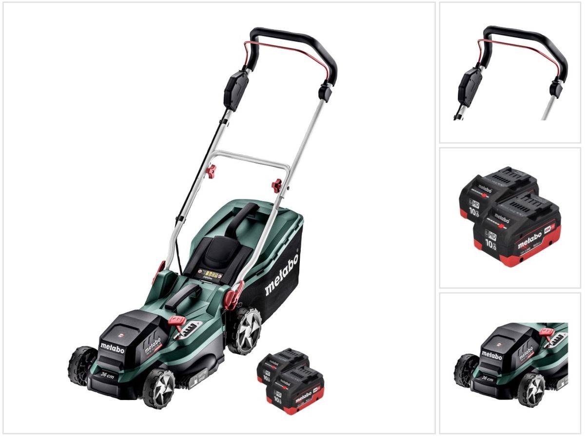 Metabo RM 36-18 LTX BL 36 Akku Rasenmäher 36 V ( 2x 18 V ) LTX Brushless + 2x Akku 10,0 Ah - ohne Ladegerät