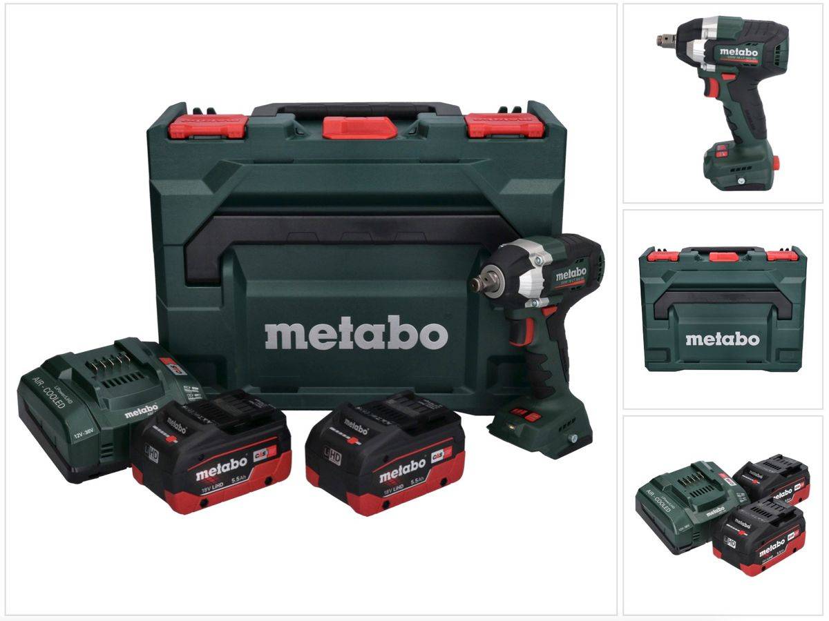 Metabo SSW 18 LT 300 BL Akku Schlagschrauber 18 V 300 Nm Brushless + 2x Akku 5,5 Ah + Ladegerät + metaBOX
