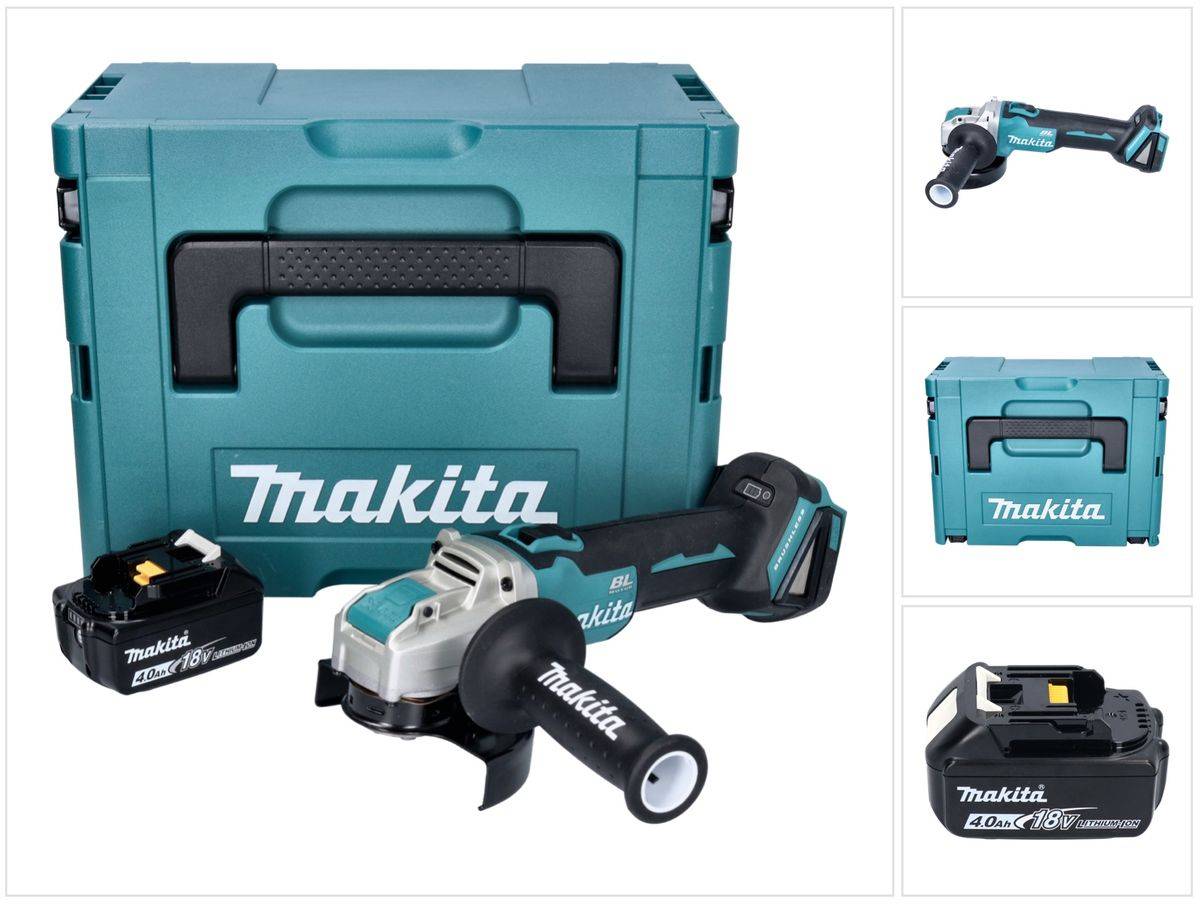 Makita DGA 521 M1X1J Akku Winkelschleifer 18 V 125 mm X-LOCK Brushless + 1x Akku 4,0 Ah + Makpac - ohne Ladegerät