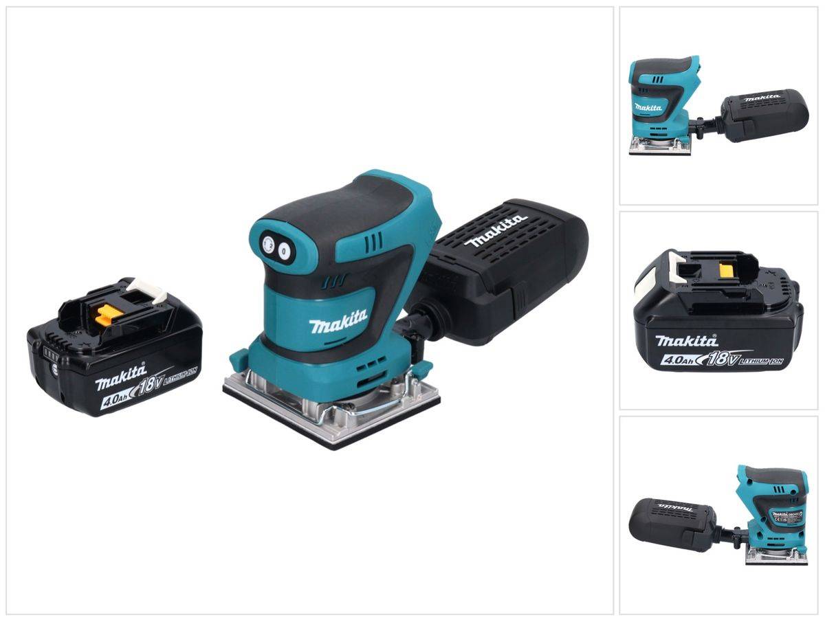 Makita DBO 482 M1 Akku Schwingschleifer 18 V 112 x 102 mm + 1x Akku 4,0 Ah - ohne Ladegerät
