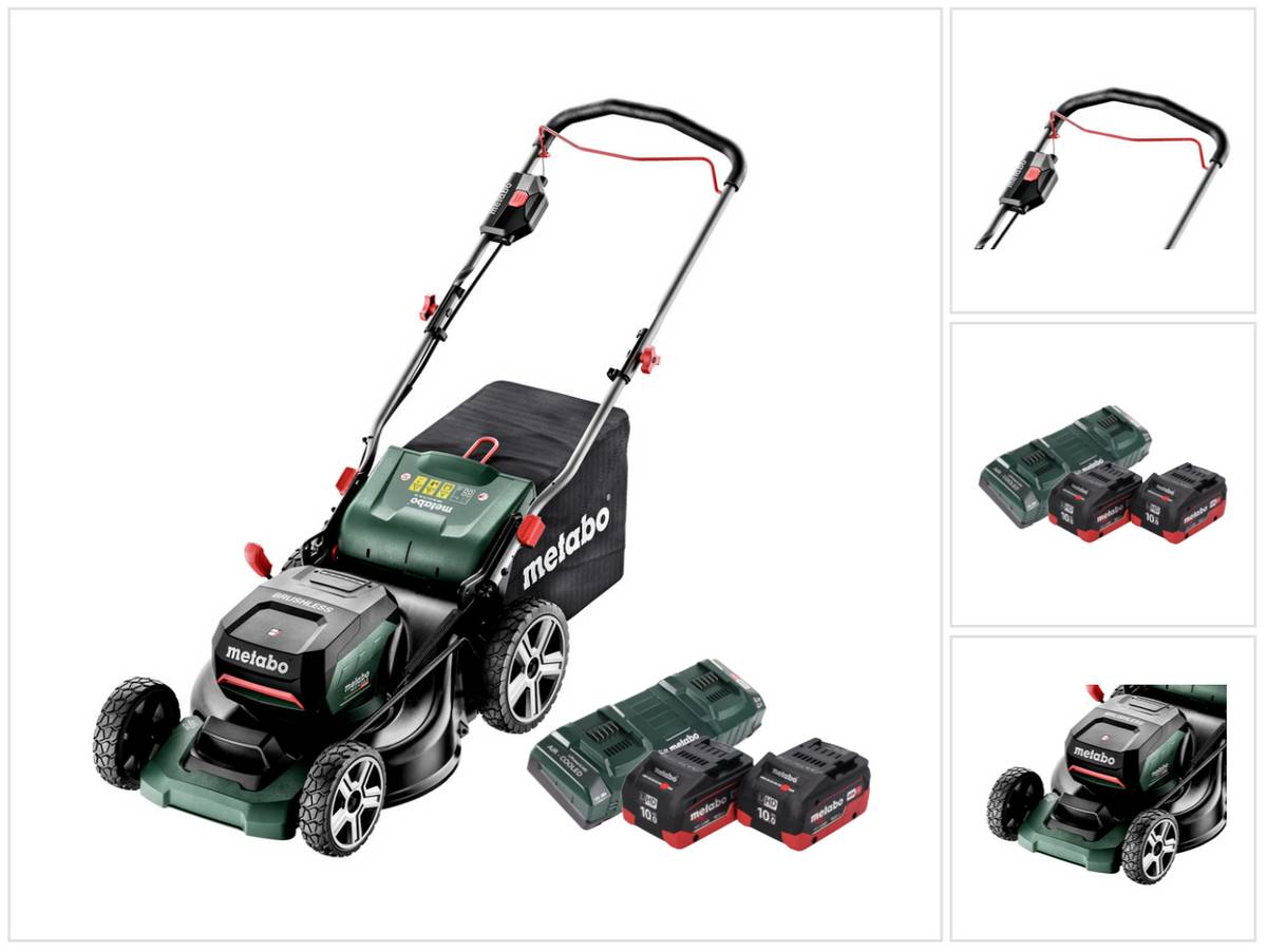 Metabo RM 36-18 LTX BL 46 Akku Rasenmäher 36 V ( 2x 18 V ) 46 cm Brushless + 2x Akku 10,0 Ah + Doppelladegerät