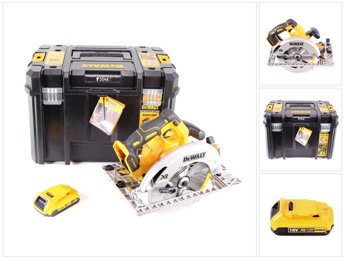 DeWalt DCS 572 NT Akku Handkreissäge 18V 184 x 16 mm Solo + 1x Akku 2,0Ah + T-STAK - ohne Ladegerät