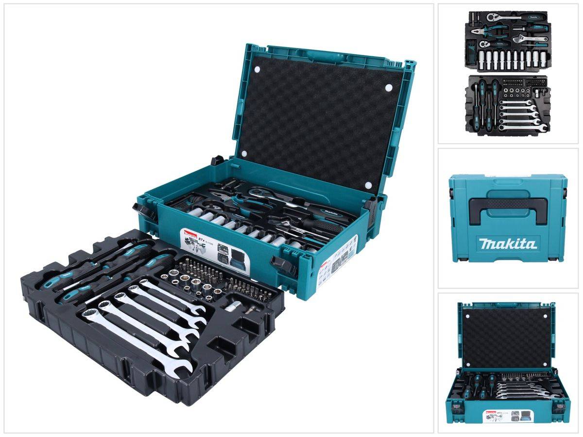 Makita Handwerkzeug Set 87 tlg. ( E-11542 ) Schraubendreher / Ratsche / Zange / Schraubenschlüssel / Bits + Makpac