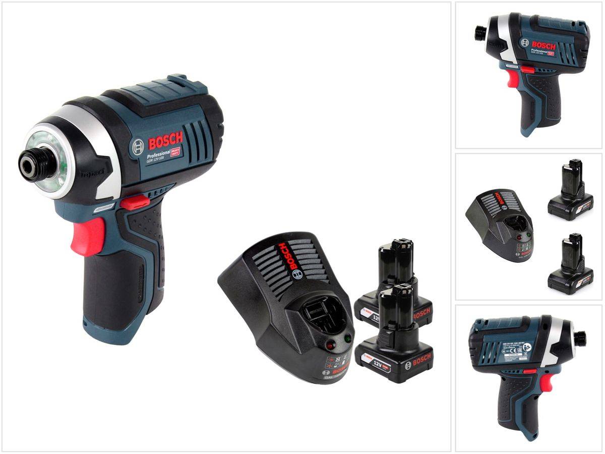 Bosch GDR 12V-105 Akku Drehschlagschrauber 12V 105Nm + 2x Akku 6,0Ah + Ladegerät