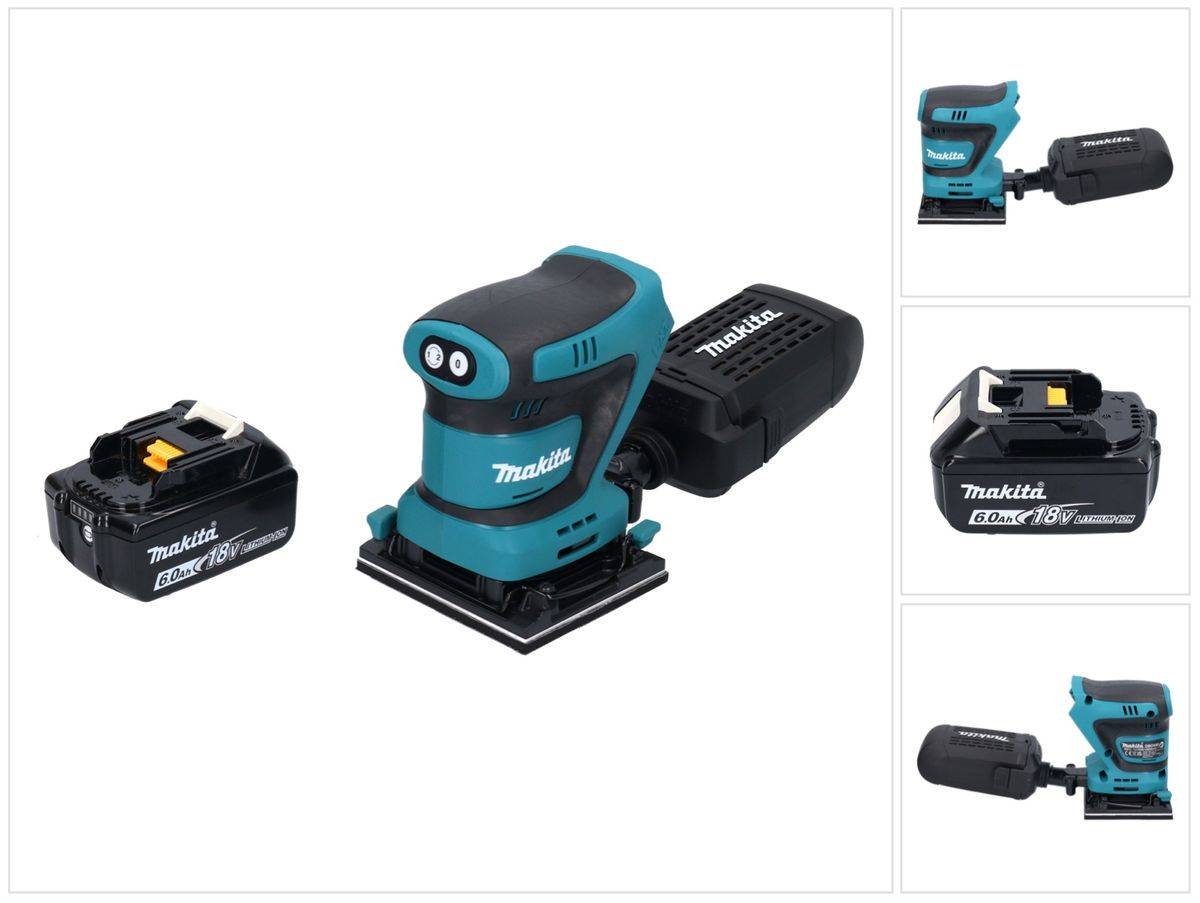 Makita DBO 480 G1 Akku Schwingschleifer 18 V 112 x 102 mm + 1x Akku 6,0 Ah - ohne Ladegerät