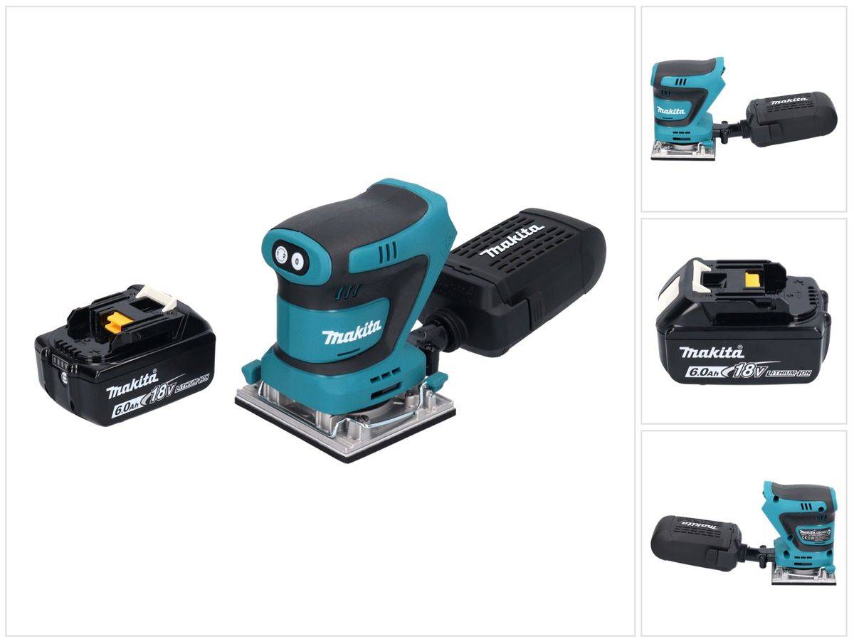 Makita DBO 482 G1 Akku Schwingschleifer 18 V 112 x 102 mm + 1x Akku 6,0 Ah - ohne Ladegerät