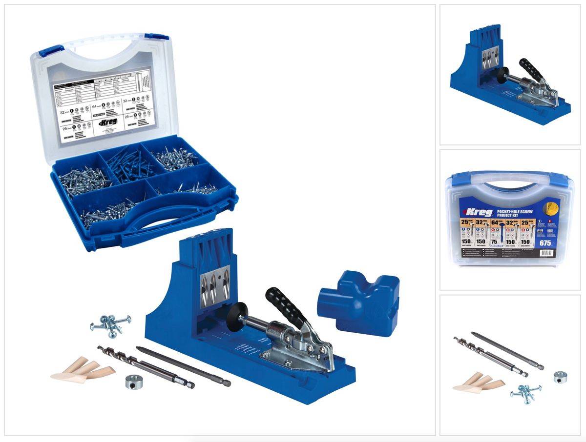 KREG Jig K4 Starter Set ( K4 ) + Pocket-Hole Schrauben Sortiment 675-teilig ( SK03 )
