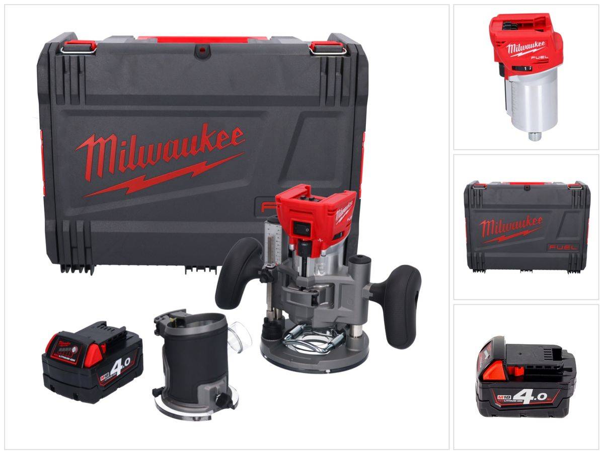 Milwaukee M18 FTR-401X Akku Fräse 18 V Brushless + 1x Akku 4,0 Ah + Fräsmodule + HD Box - ohne Ladegerät