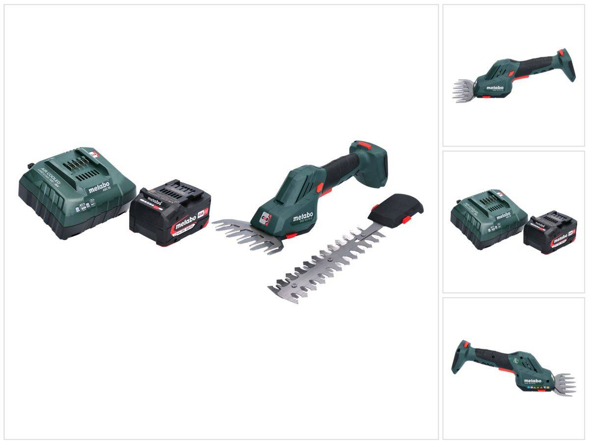Metabo SGS 18 LTX Q Akku Gras und Strauchschere 18 V + 1x Akku 4,0 Ah + Ladegerät