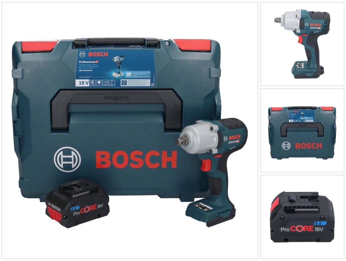 Bosch GDS 18V-450 HC Akku Drehschlagschrauber 18 V 450 Nm 1/2" + 1x ProCORE Akku 8,0 Ah + L-Boxx - ohne Ladegerät