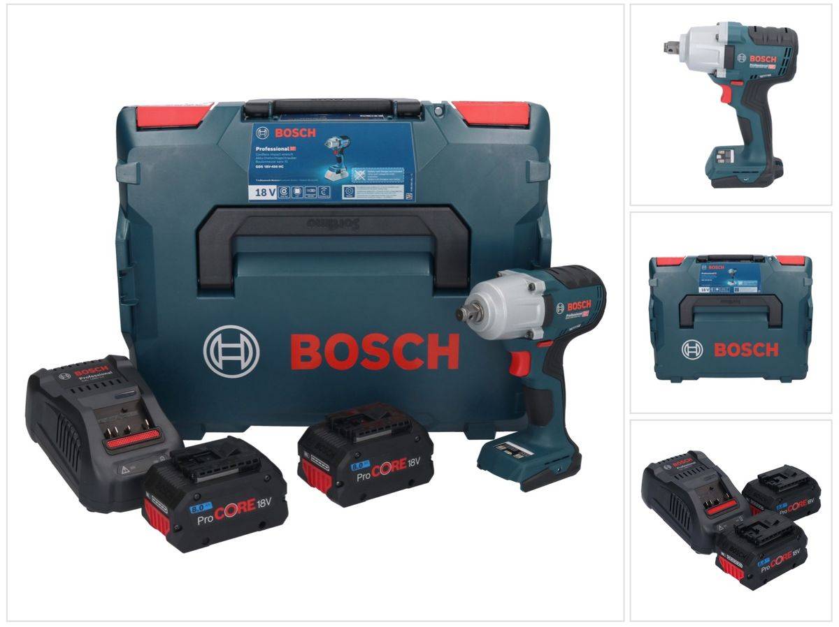 Bosch GDS 18V-450 HC Akku Drehschlagschrauber 18 V 450 Nm 1/2" + 2x ProCORE Akku 8,0 Ah + Ladegerät + L-Boxx