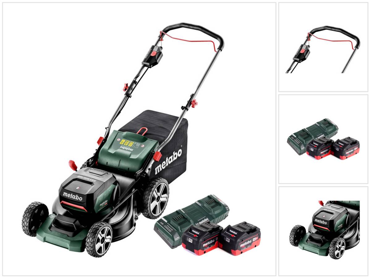 Metabo RM 36-18 LTX BL 46 Akku Rasenmäher 36 V ( 2x 18 V ) 46 cm Brushless + 2x Akku 8,0 Ah + Doppelladegerät