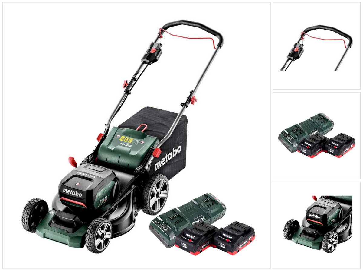Metabo RM 36-18 LTX BL 46 Akku Rasenmäher 36 V ( 2x 18 V ) 46 cm Brushless + 2x Akku 4,0 Ah + Doppelladegerät