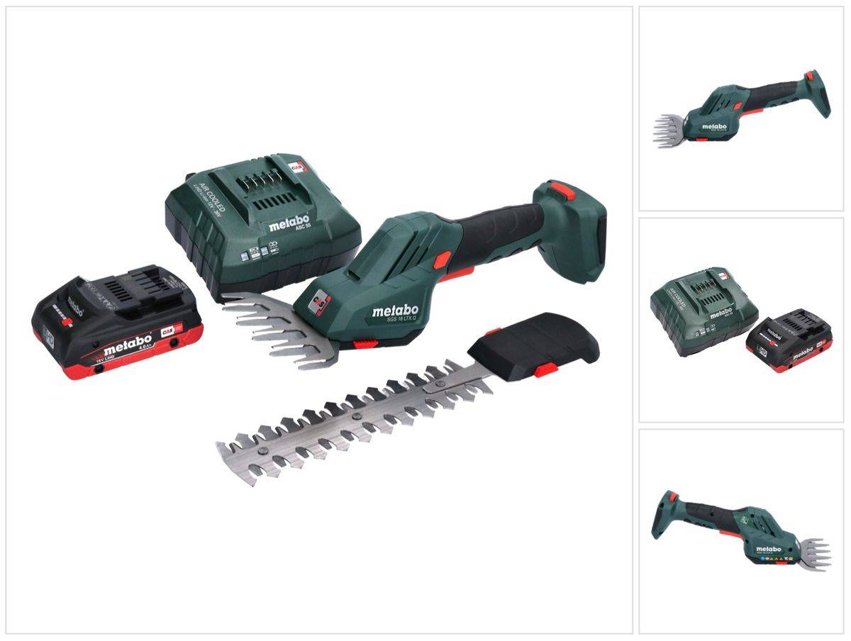 Metabo SGS 18 LTX Q Akku Gras und Strauchschere 18 V + 1x Akku 4,0 Ah + Ladegerät