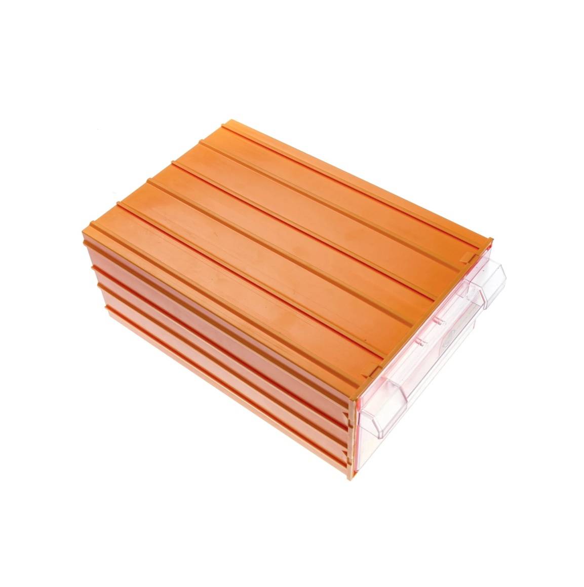 FORTE Tools K-55 Aufbewahrungsbox in 21.2x30.2x12.6 cm, Schubladenbox, Transparent, Kunststoff, mit 2 Schubladen, mit Schienensystem kombinierbar