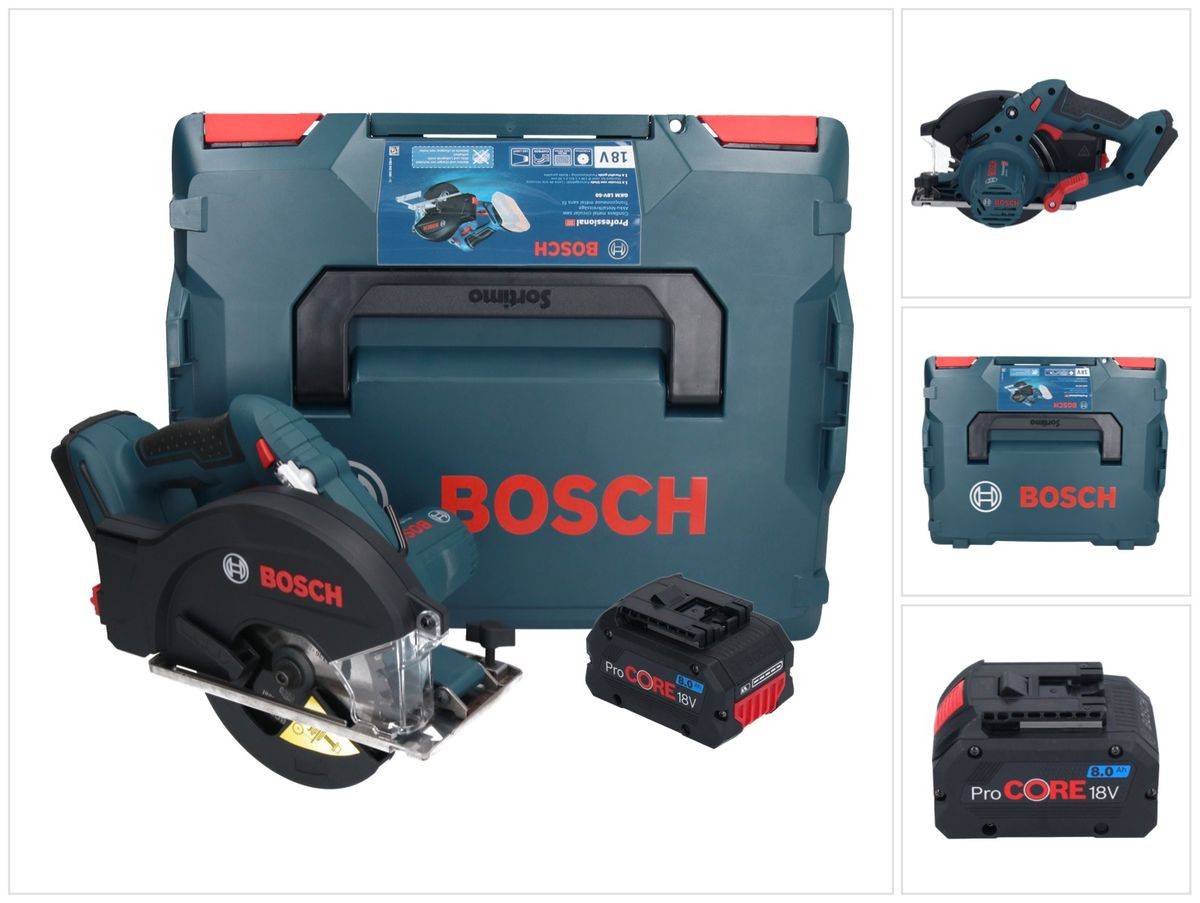 Bosch GKM 18V-50 Professional Akku Metall Handkreissäge 18 V 136 mm Brushless + 1x ProCORE Akku 8,0 Ah + L-Boxx - ohne Ladegerät