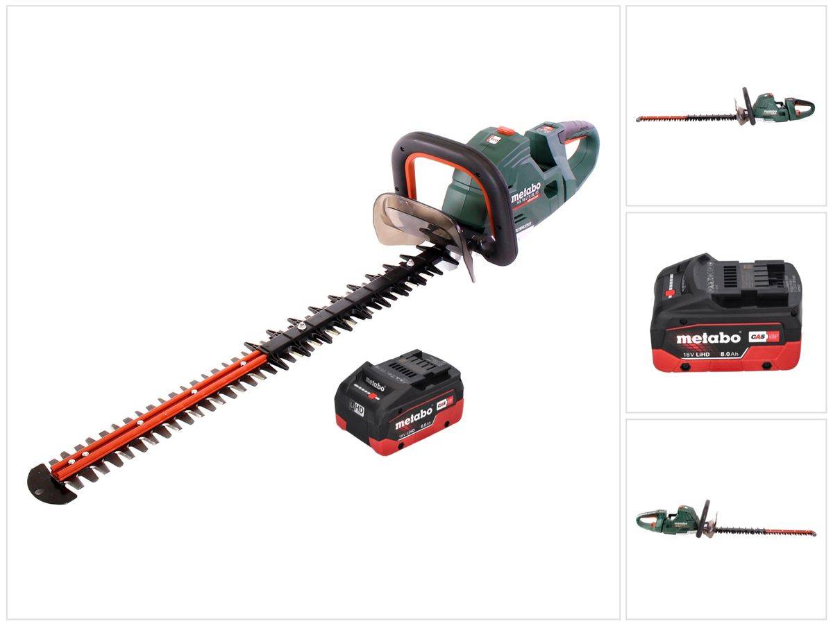 Metabo HS 18 LTX BL 65 Akku Heckenschere 18 V 60 cm Brushless + 1x Akku 8,0 Ah - ohne Ladegerät