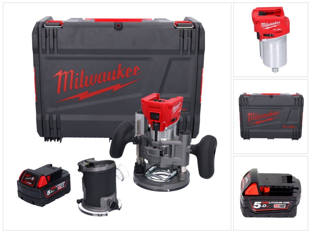 Milwaukee M18 FTR-501X Akku Fräse 18 V Brushless + 1x Akku 5,0 Ah + Fräsmodule + HD Box - ohne Ladegerät
