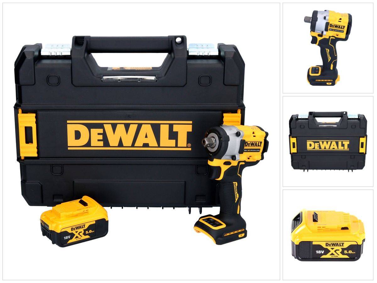 DeWalt DCF 922 NT Akku Schlagschrauber 18 V 400 Nm 1/2" Brushless + 1x Akku 5,0 Ah + TSTAK - ohne Ladegerät