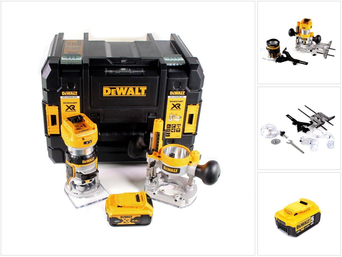 DeWalt DCW 604 NT Akku Kombifräse 18V 55mm + 1x Akku 5,0 Ah in TSTAK - ohne Ladegerät