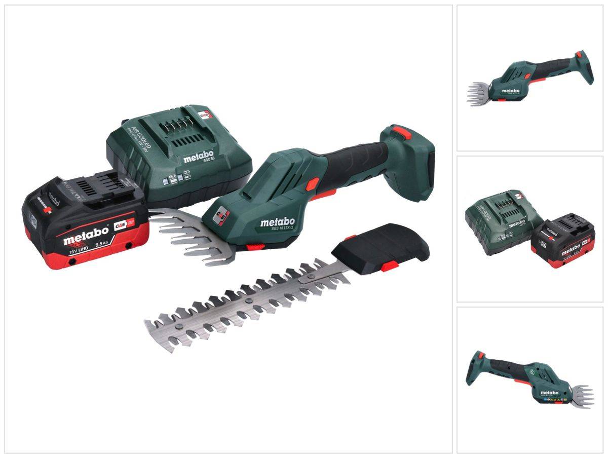 Metabo SGS 18 LTX Q Akku Gras und Strauchschere 18 V + 1x Akku 5,5 Ah + Ladegerät