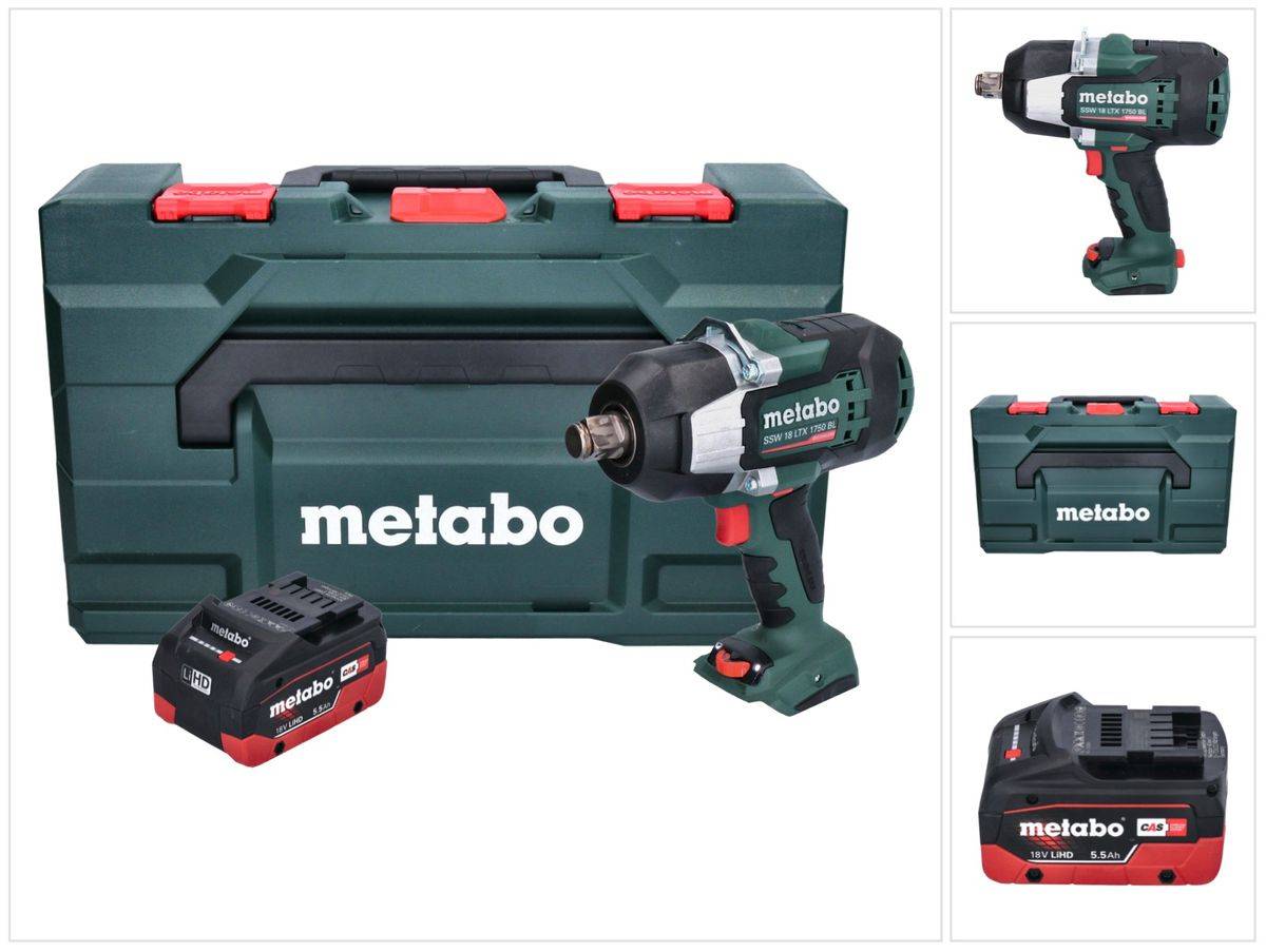 Metabo SSW 18 LTX 1750 BL Akku Schlagschrauber 18 V 1750 Nm 3/4" Brushless + 1x Akku 5,5 Ah + metaBOX - ohne Ladegerät