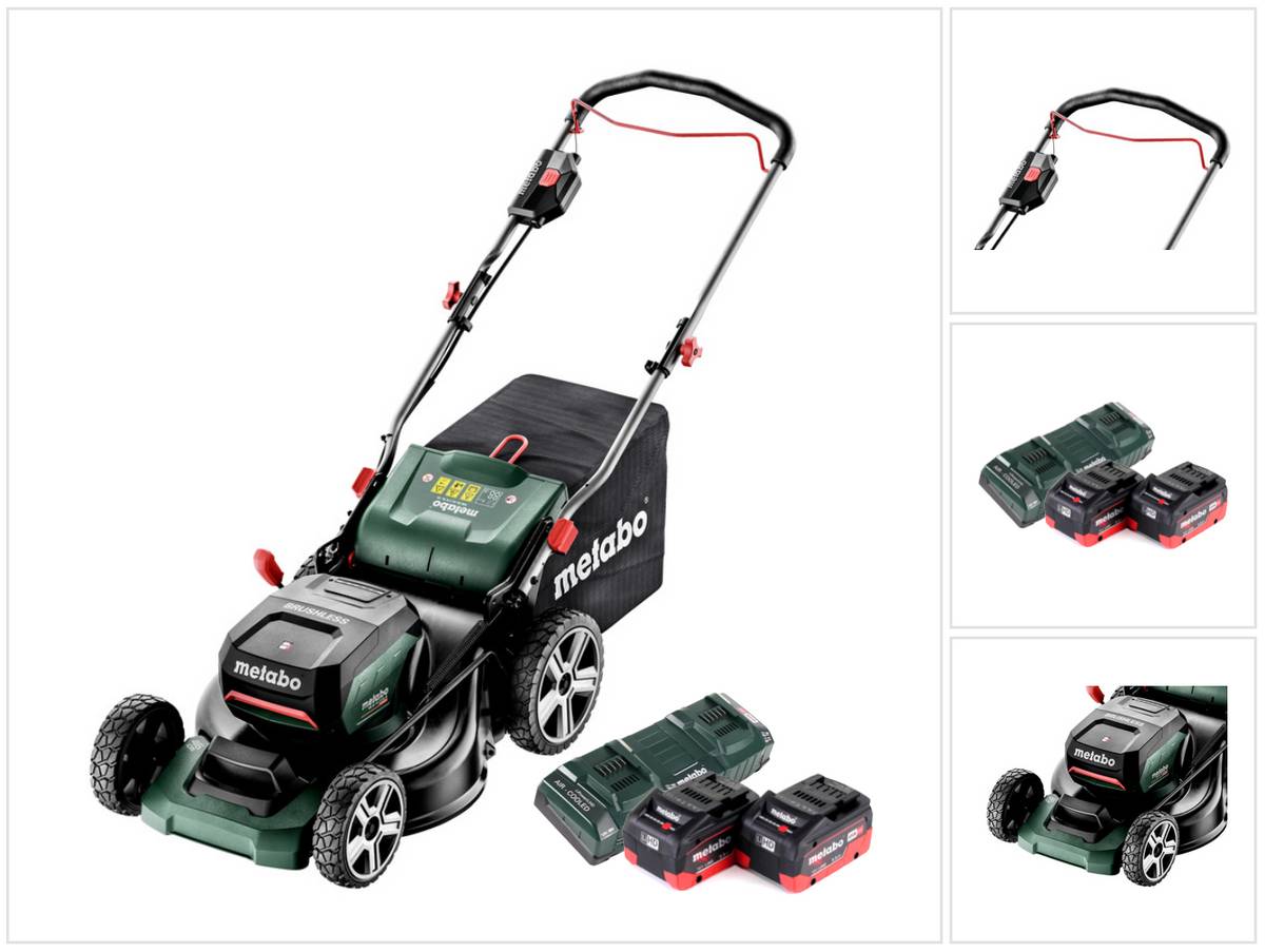 Metabo RM 36-18 LTX BL 46 Akku Rasenmäher 36 V ( 2x 18 V ) 46 cm Brushless + 2x Akku 5,5 Ah + Doppelladegerät