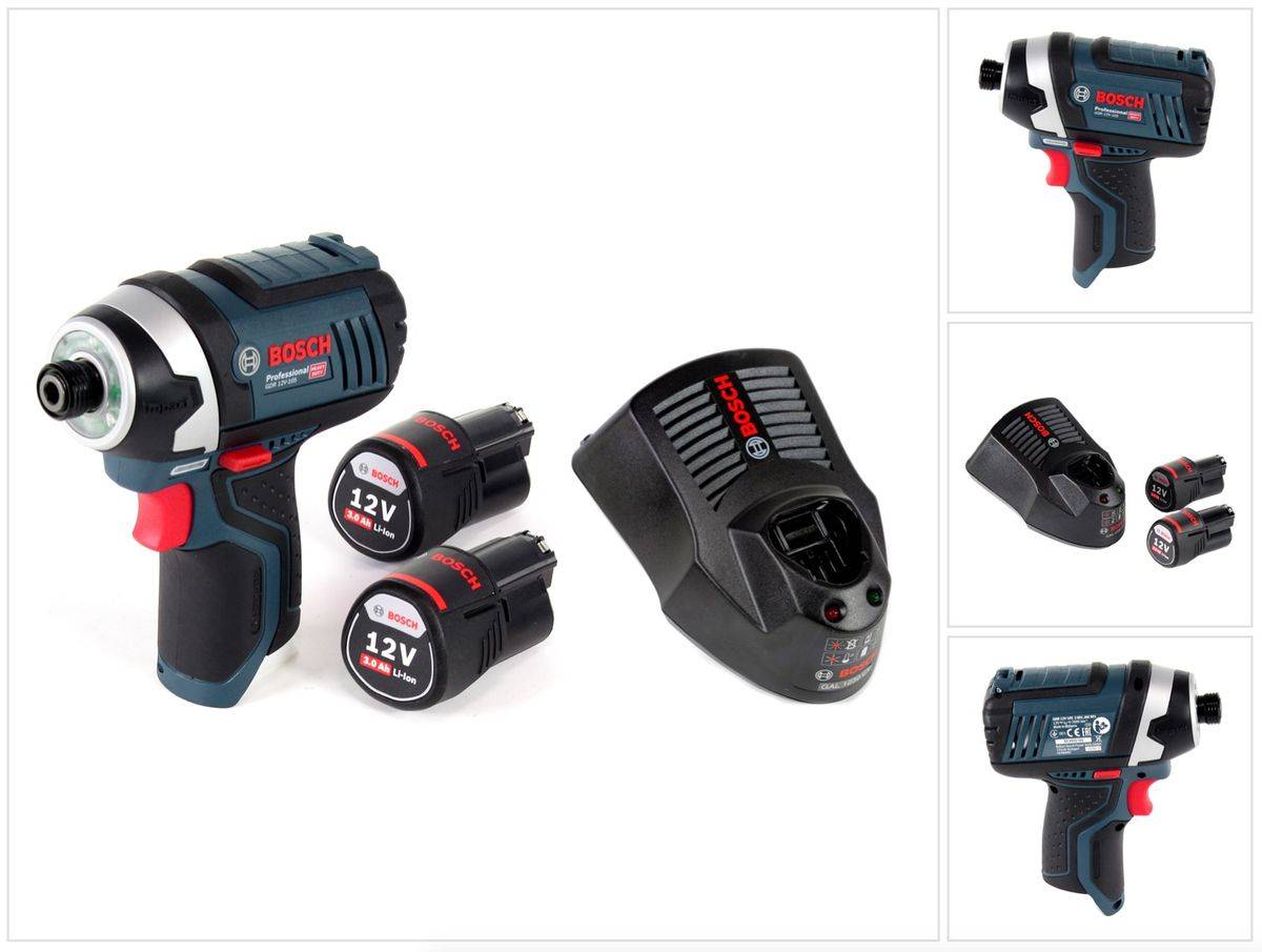 Bosch GDR 12V-105 Akku Drehschlagschrauber 12V 105Nm 1/4" + 2x 3,0 Ah Akku + Ladegerät