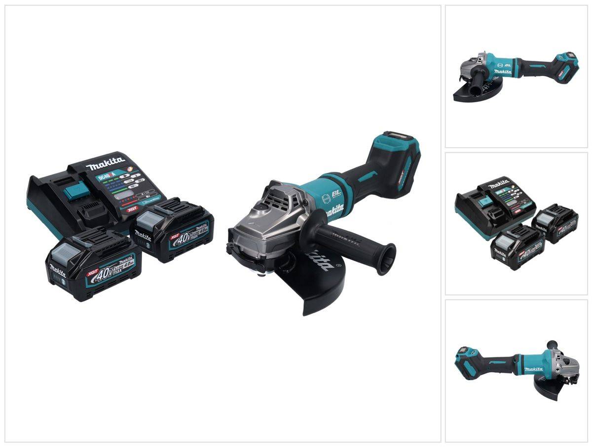 Makita GA 038 GM2 Akku Winkelschleifer 40 V max. 230 mm Brushless XGT + 2x Akku 4,0 Ah + Ladegerät