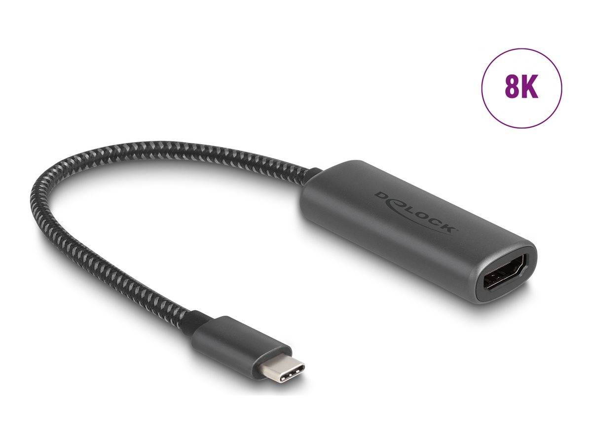 Delock - Videoadapter - 24 pin USB-C männlich zu HDMI weiblich - 20 cm - Grau - unterstützt 8K 30 Hz (7680 x 4320)