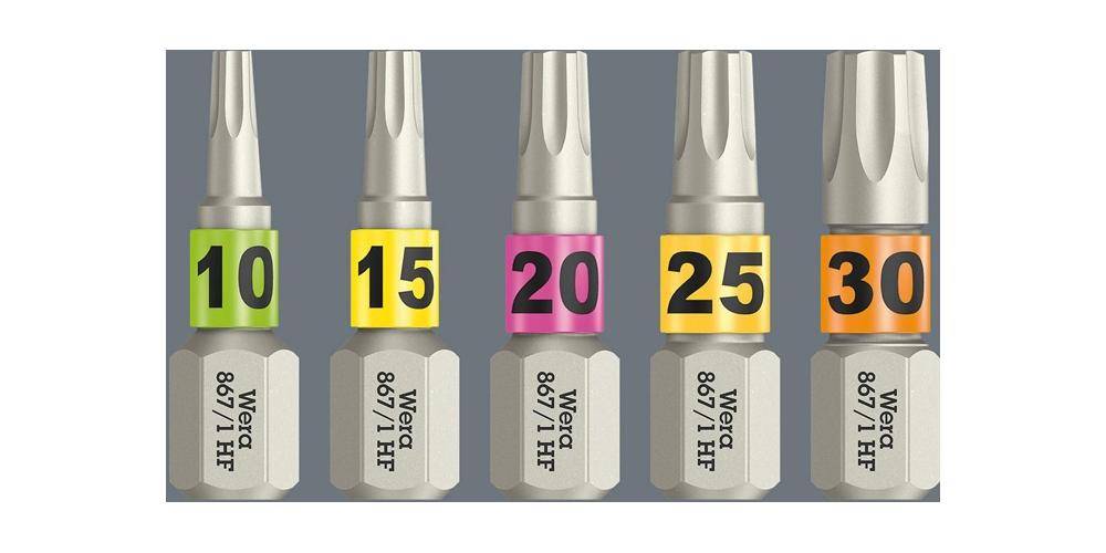 Wera Bit 867 TORX HF 1/4 TX 25 Lnge 25 mm mit Farbleitsystem