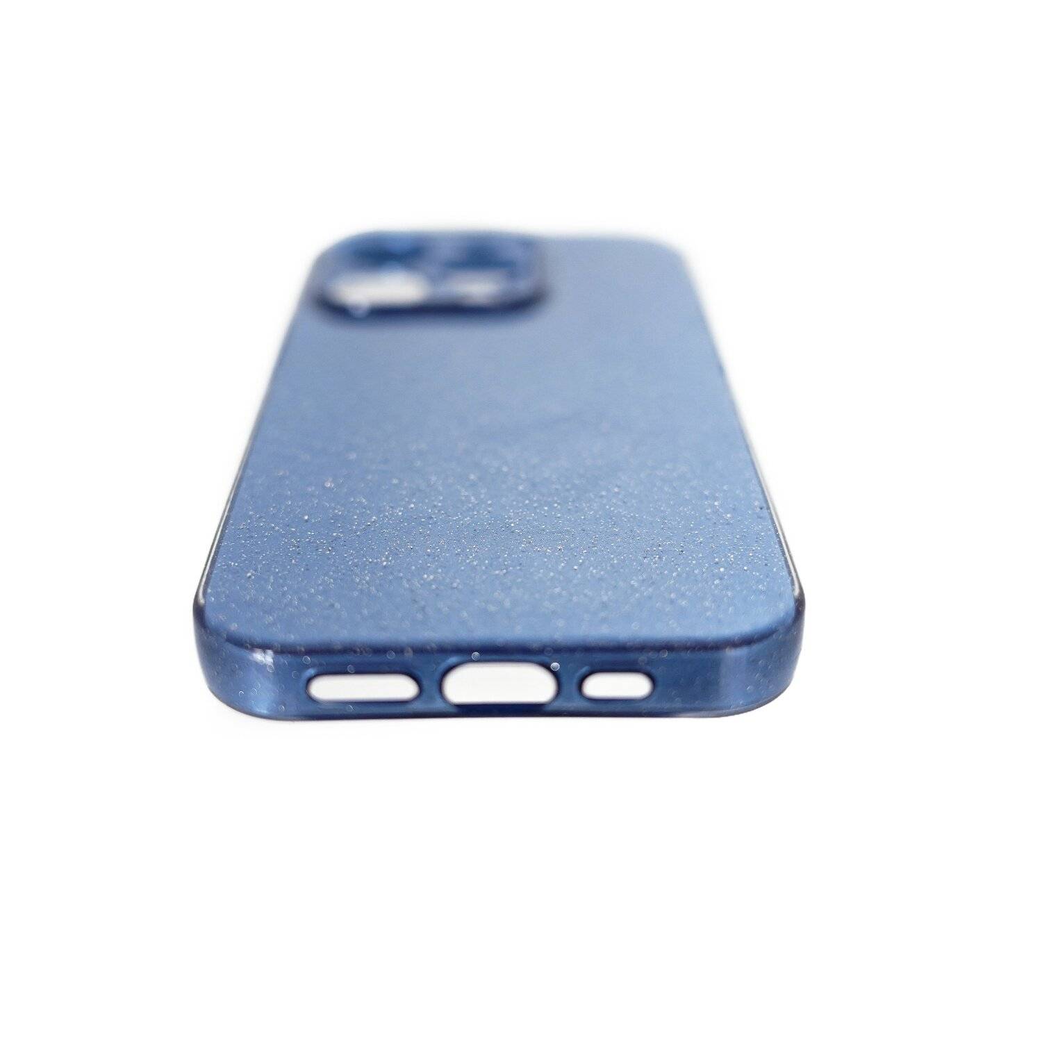 Glitzer Hülle Glänzend Glitter Bumper Back Cover Silikon Schutzhülle kompatibel mit iPhone 14 Pro Blau