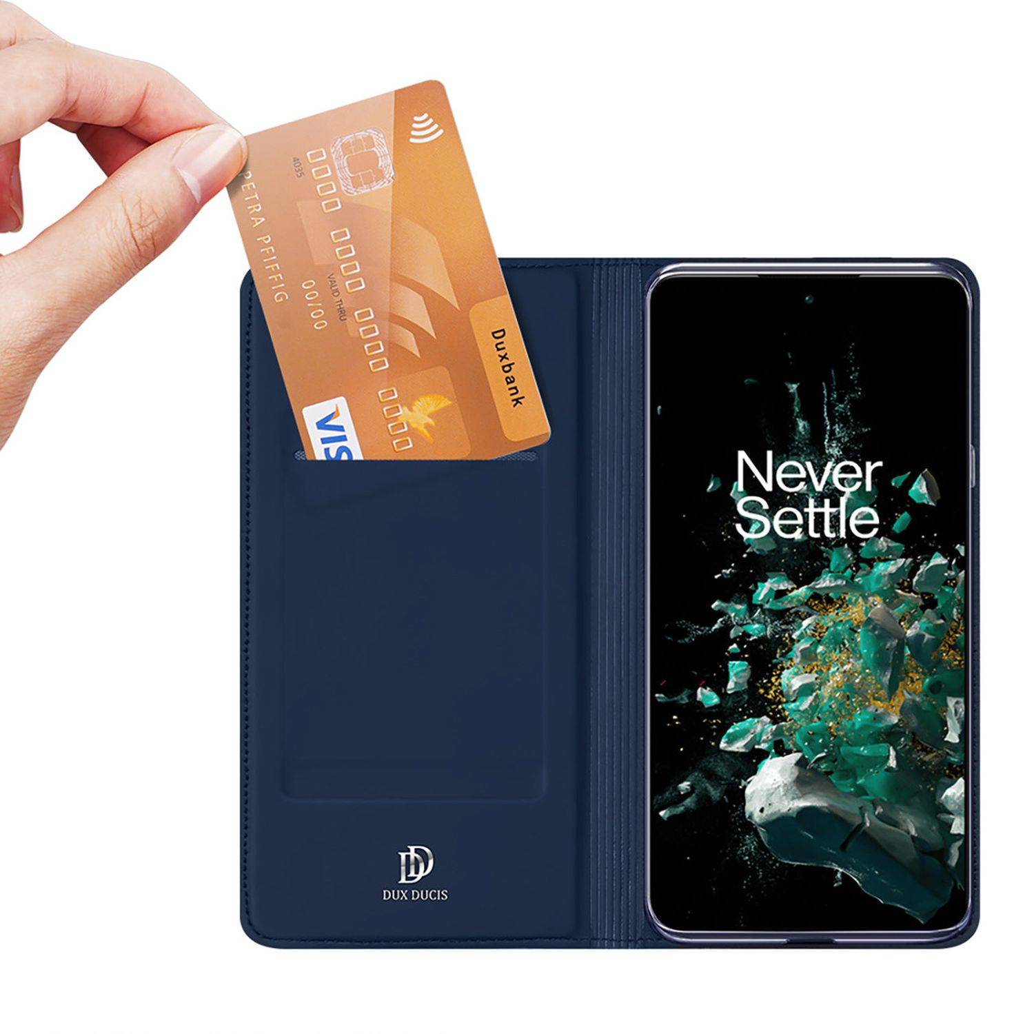 Dux Ducis Skin Pro Hülle kompatibel mit Motorola Moto G32 Flip Card Wallet Stand Blau